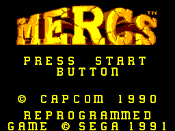 MERCS title screen for Sega Master System